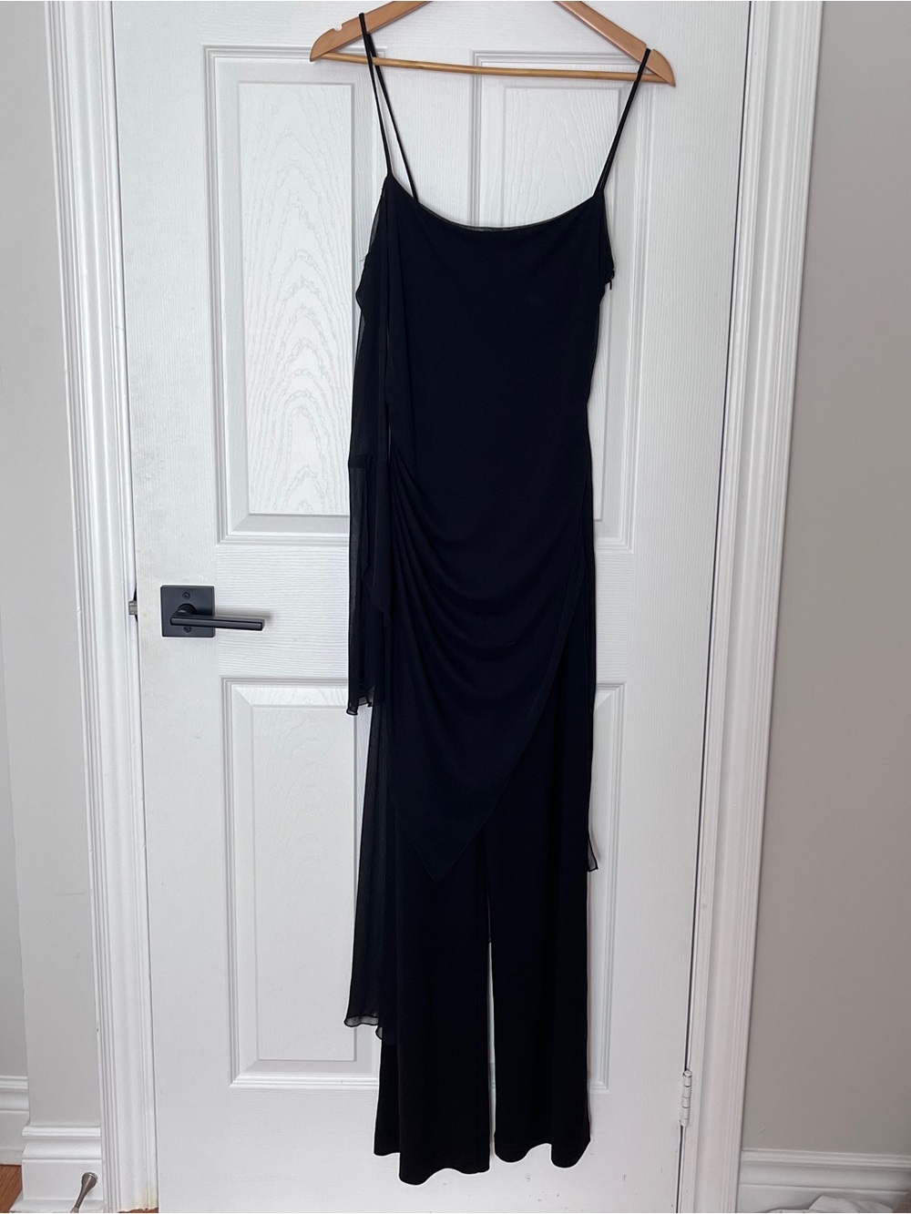 Vintage Jersey One-Piece with Asymmetrical Sheer Overlay
